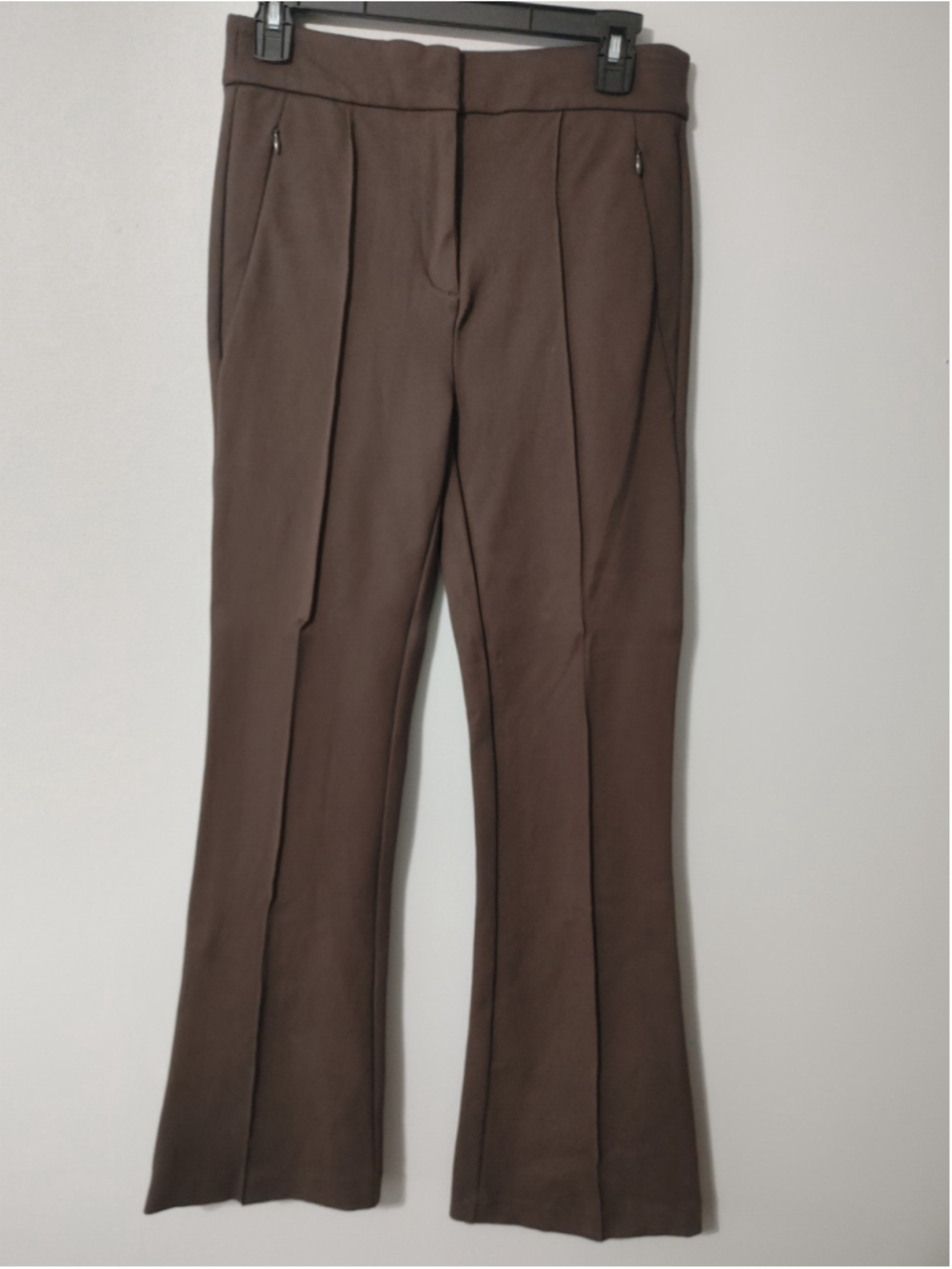 Women's LOFT Versa Ponte Deluxe Flare Coconut Shell Brown Trousers Size 4